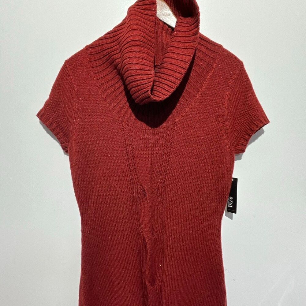 ANA A New Approach Women's Red Cowl Neck Knit Mini Sweater Dress Medium NWT‎